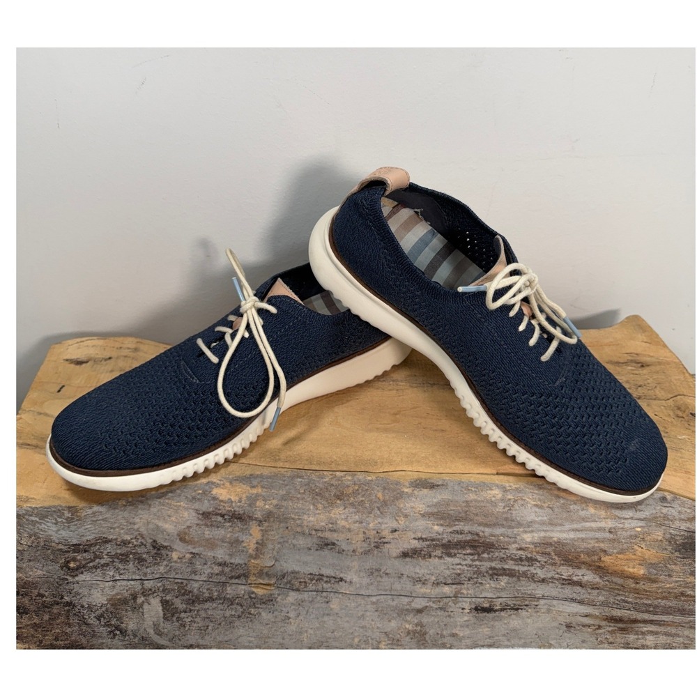 Cole Haan Zerogrand Stitchlite Men Navy Knit Oxford Shoes 8.5 Dress Sneaker